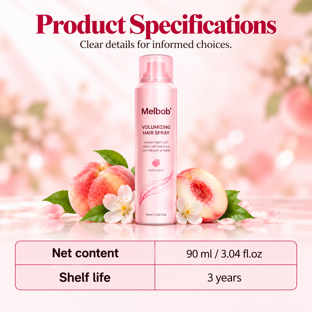 ⏳LIMITED-🎉BUY 1 GET 1 FREE! 🍑Melbob Peach Lift Volumizing Hair Spray