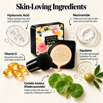 🔥 50% OFF TODAY | Juxek™ mushroom Air Cushion Foundation – Lightweight & Breathable